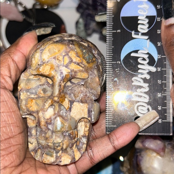 Natural Opalized Fluorite Root Stone Skull Custom - Picture 8 of 9